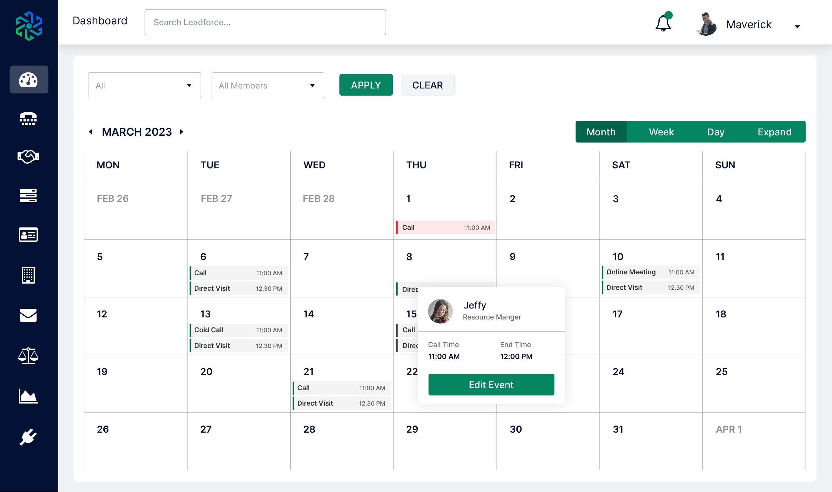 screenshot of Lead Force CRM